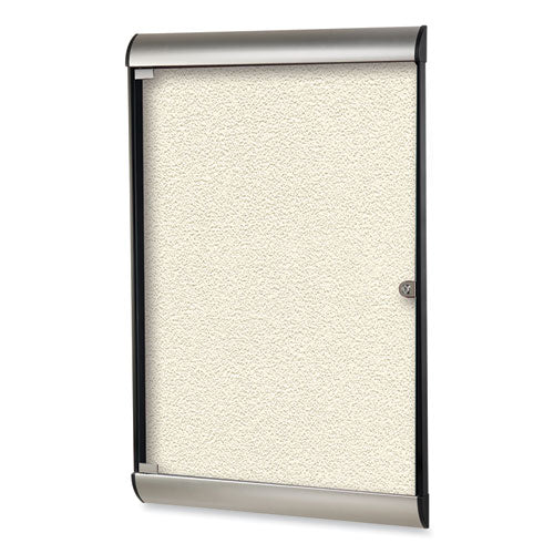 Silhouette 1 Door Enclosed Ivory Vinyl Bulletin Board W/satin/black Aluminum Frame, 27.75x42.13, Ships In 7-10 Business Days