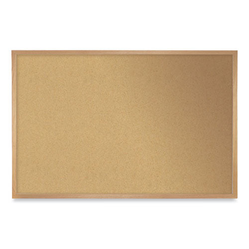 Natural Cork Bulletin Board With Frame, 60.5 X 36.5, Tan Surface, Oak Frame, Ships In 7-10 Business Days