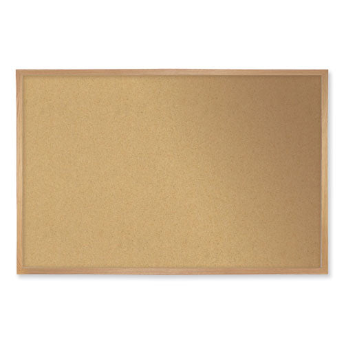 Natural Cork Bulletin Board With Frame, 120.5 X 48.5, Tan Surface, Oak Frame, Ships In 7-10 Business Days