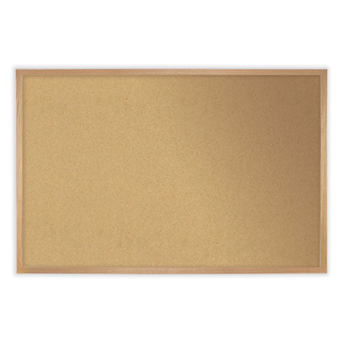 Natural Cork Bulletin Board With Frame, 48.5 X 48.5, Tan Surface, Oak Frame, Ships In 7-10 Business Days