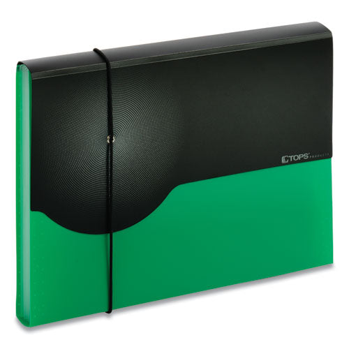 Seven-pocket Poly Expanding File, 1" Expansion, 7 Sections, Letter Size, Green