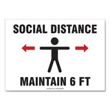 Social Distance Signs, Wall, 10 X 7, "social Distance Maintain 6 Ft", 3 Humans-arrows, White, 10-pack