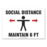 Social Distance Signs, Wall, 7 X 10, "social Distance Maintain 6 Ft", 2 Humans-arrows, White, 10-pack