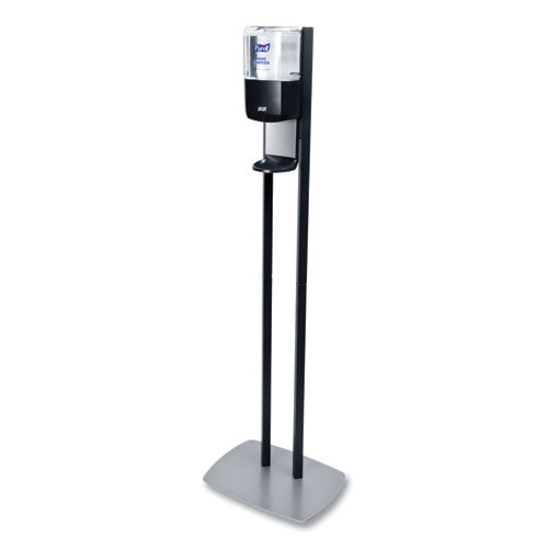 Es6 Hand Sanitizer Floor Stand With Dispenser, 1,200 Ml, 13.5 X 5 X 28.5, Graphite-silver
