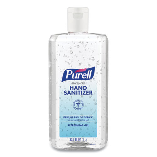 Advanced Refreshing Gel Hand Sanitizer, Clean Scent, 1 L Flip Cap Bottle, 4-carton