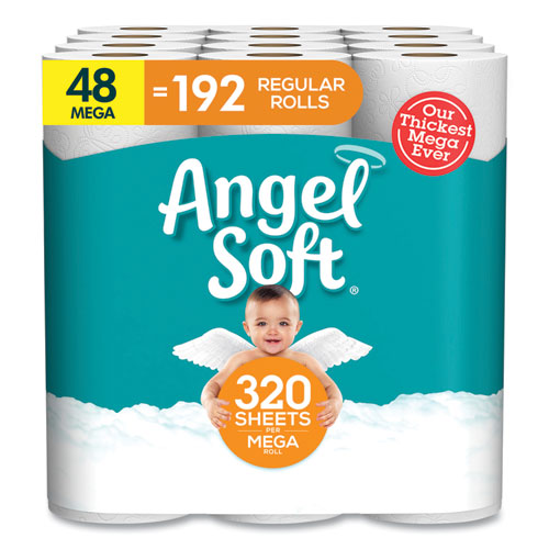 Mega Toilet Paper, Septic Safe, 2-ply, White, 320 Sheets-roll, 48 Rolls-pack