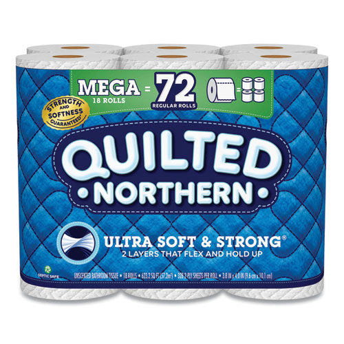 Ultra Soft And Strong Bathroom Tissue, Mega Rolls, Septic Safe, 2-ply, White, 328 Sheets-roll, 18 Rolls-carton