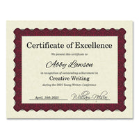 Metallic Border Certificates, 11 X 8.5, Ivory-red, 100-pack