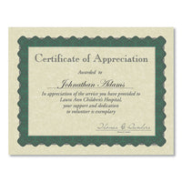 Metallic Border Certificates, 11 x 8.5, Ivory/Green with Green Border, 100/Pack Metallic Border Certificates, 11 x 8.5, Ivory/Green with Green Border, 100/Pack