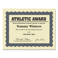 Metallic Border Certificates, 11 X 8.5, Ivory-blue, 100-pack