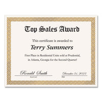 Foil Border Certificates, 8.5 X 11, Ivory-gold, Braided, 15-pack