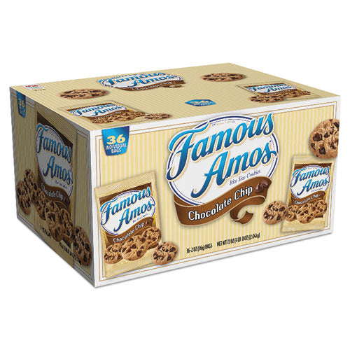 Famous Amos Cookies, Chocolate Chip, 2 Oz Bag, 36-carton, Delivered In 1-4 Business Days