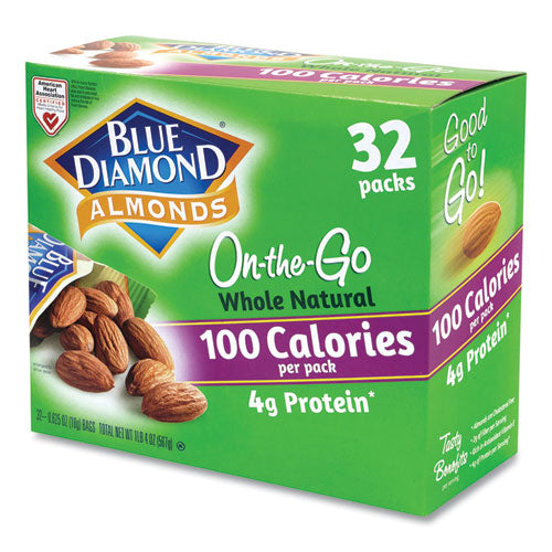 Whole Natural Almonds On-the-go, 0.63 Oz Pouch, 32 Pouches-carton, Delivered In 1-4 Business Days