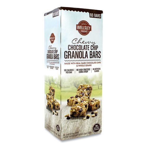 Chewy Chocolate Chip Granola Bars, 0.88 Oz Bar, 60 Bars-box, Delivered In 1-4 Business Days
