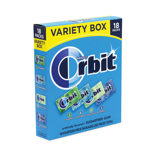 Sugar-free Chewing Gum Variety Box, Four Mint Flavors, 14 Pieces/pack, 18 Packs/box, Ships In 1-3 Business Days