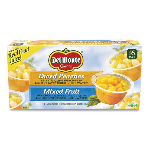Diced Peaches And Mixed Fruit Cups, 4 Oz Cups, 16 Cups-box, Delivered In 1-4 Business Days
