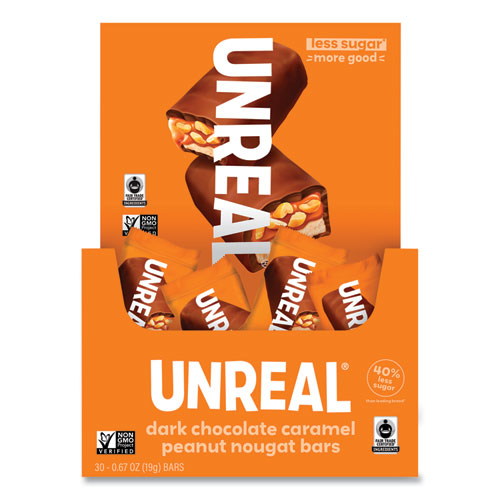 Dark Chocolate Caramel Peanut Nougat Bars, 0.67 Oz Individually Wrapped, 40/pack, Ships In 1-3 Business Days