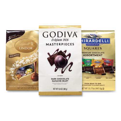 Lindt Lindor, Godiva, Ghiradelli Premium Chocolate Variety, 44.37 Oz Bag, 3/carton, Ships In 1-3 Business Days