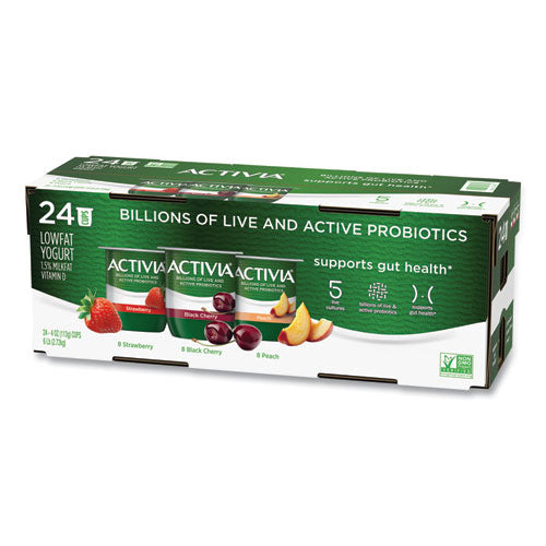 Probiotic Lowfat Yogurt, 4 Oz Cups, Black Cherry-peach-strawberry, 24-pack, Delivered In 1-4 Business Days