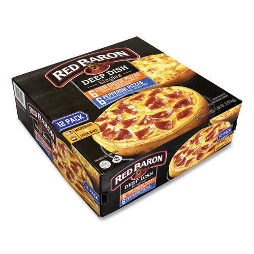 Deep Dish Pizza Singles Variety Pack, Four Cheese-pepperoni, 5.5 Oz Pack, 12 Packs-box, Delivered In 1-4 Business Days