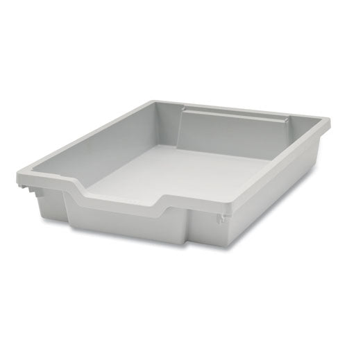 F1 Shallow Trays For Gratnells Storage Frames And Trolleys, 1 Section, 1.85 Gal, 12.28" X 16.81" X 3.25", Light Gray, 8/pack
