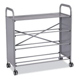 Callero Tilted Tray Trolley Set 01, Metal, 1 Shelf, 9 F2 Deep Bins, 40.6" X 17.3" X 41.5", Silver/grass Green