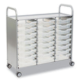 Callero Plus Treble Column Trolley Set 03, Metal, 1 Shelf, 24 F1 Shallow Bins, 40.6 X 17.3 X 41.5, Silver/translucent Frost