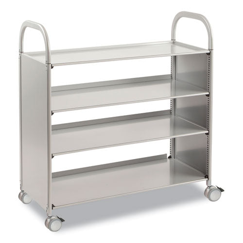 Callero Plus Flat Shelf Trolley, Metal, 4 Shelves, 40.6" X 17.3" X 41.5", Silver