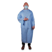 T-style Isolation Gown, Lldpe, Large, Light Blue, 50-carton