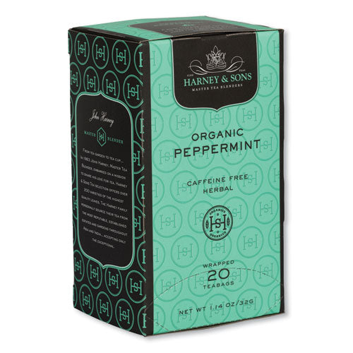 Premium Tea, Organic Peppermint Herbal Tea, Individually Wrapped Tea Bags, 20-box