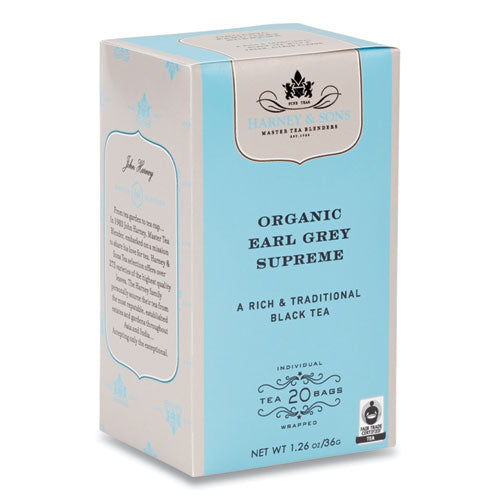 Premium Tea, Organic Earl Grey Supreme Black Tea, Individually Wrapped Tea Bags, 20-box
