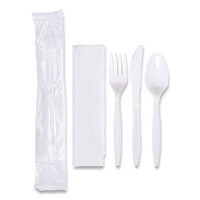 Economy Cutlery Kit, Fork-knife-spoon-napkin, White, 250-carton