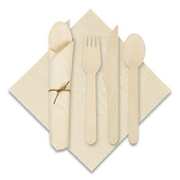 Pre-rolled Caterwrap Kraft Napkins With Wood Cutlery, 6 X 12 Napkin;fork;knife;spoon, 7" To 9", Kraft, 100-carton