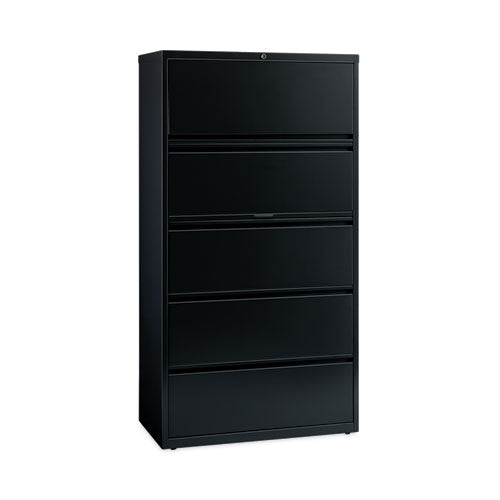 Lateral File Cabinet, 5 Letter-legal-a4-size File Drawers, Black, 30 X 18.62 X 67.62