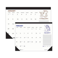 Recycled Zodiac Desk Pad Calendar, Zodiac Artwork, 17 X 22, White Sheets, Black Binding-corners, 12-month (jan-dec) 2023