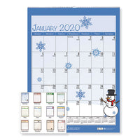 100% Recycled Seasonal Academic Wall Calendar, 12 X 16.5, 2020-2021