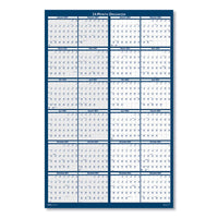 Reversible-erasable Two Year Wall Calendar, 24 X 37, Blue, 2021-2022