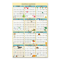100% Recycled Seasonal Laminated Wall Calendar, 24 X 37, 2022