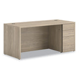 10500 Series Single Pedestal Desk, Right Pedestal: Box/box/file, 66" X 30" X 29.5", Kingswood Walnut