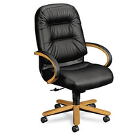 Pillow-soft 2190 Series Executive High-back Chair, Supports 250 Lb, 16.75" To 21.25" Seat, Burgundy Seat-back, Mahogany Base