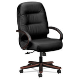 Pillow-soft 2190 Series Executive High-back Chair, Supports 250 Lb, 16.75" To 21.25" Seat, Burgundy Seat-back, Mahogany Base