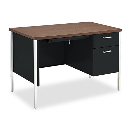 34000 Series Left Pedestal Desk, 66" X 30" X 29.5", Mahogany-charcoal
