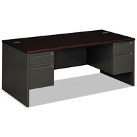 38000 Series Double Pedestal Desk, 72w X 36d X 29.5h, Mahogany-charcoal
