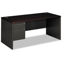 38000 Series Left Pedestal Desk, 66w X 30d X 29.5h, Mahogany-charcoal