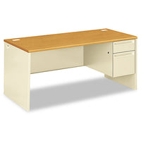 38000 Series Right Pedestal Desk, 72w X 36d X 29.5h, Mahogany-charcoal