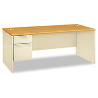 38000 Series Left Pedestal Desk, 72w X 36d X 29.5h, Harvest-putty