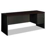 38000 Series Right Pedestal Credenza, 72w X 24d X 29.5h, Mahogany-charcoal