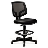 Volt Series Mesh Back Adjustable Leather Task Stool, 32.38" Seat Height, Up To 250 Lbs., Black Seat-back, Black Base