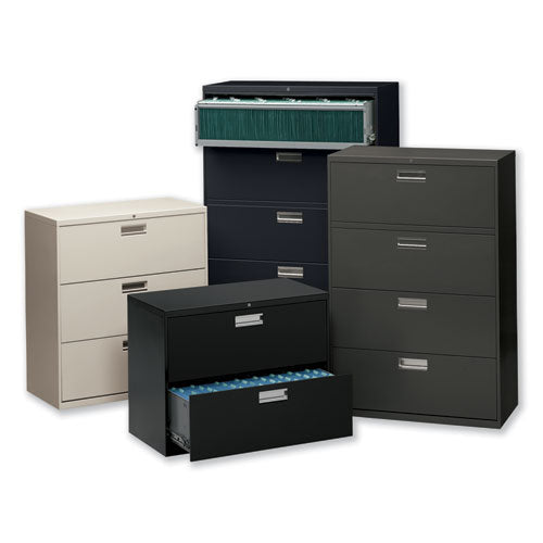 Brigade 600 Series Lateral File, 4 Legal-letter-size File Drawers, 1 File Shelf, 1 Post Shelf, Putty, 30" X 18" X 64.25"