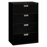 600 Series Four-drawer Lateral File, 36w X 18d X 52.5h, Black